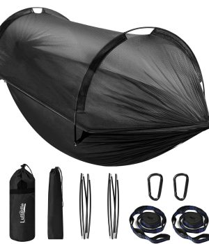 Lulladle Ultralight 2 Person Camping Hammock Mesh House Type Hammock Portable Travel Hanging Hammock 600lbs Durable Parachute Nylon Easy Setup and Pack for Backpacking Hiking Backyard