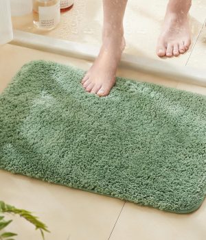TECHMILLY Super Soft Shaggy Bathroom Rugs, Absorbent Thick Non Slip Microfiber Bath Rugs, Quick Dry Machine Washable Bath Mat for Bathroom Floor, Bathtub and Shower 17″x24″